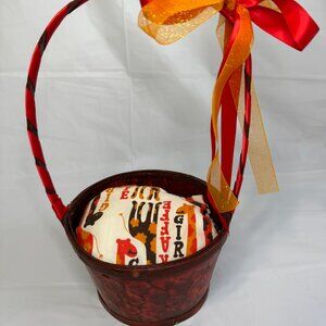 Red & Orange Easter Basket w/Scale Design & Giraffe Pillow